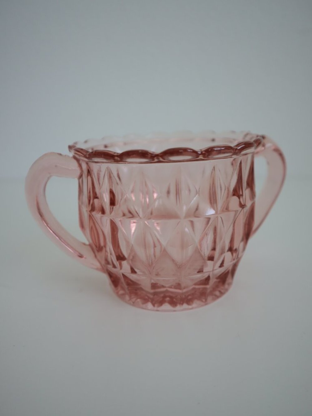 Vintage Jeannette Windsor Pink Depression Glass Sugar Bowl